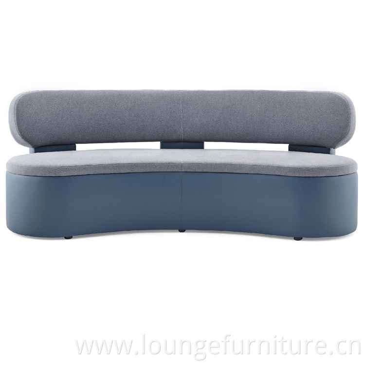 Modern Design Living Lounge Sofa Multiple People Leather Fabric Splicing Arc Lounge Sofa